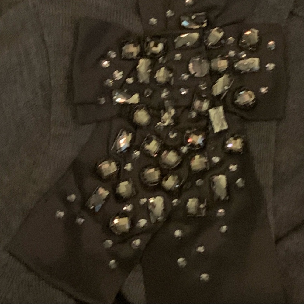 NWOT Loft Stunning Gray Cardigan with Jeweled Bow Accent Sz XL - Picture 8 of 16